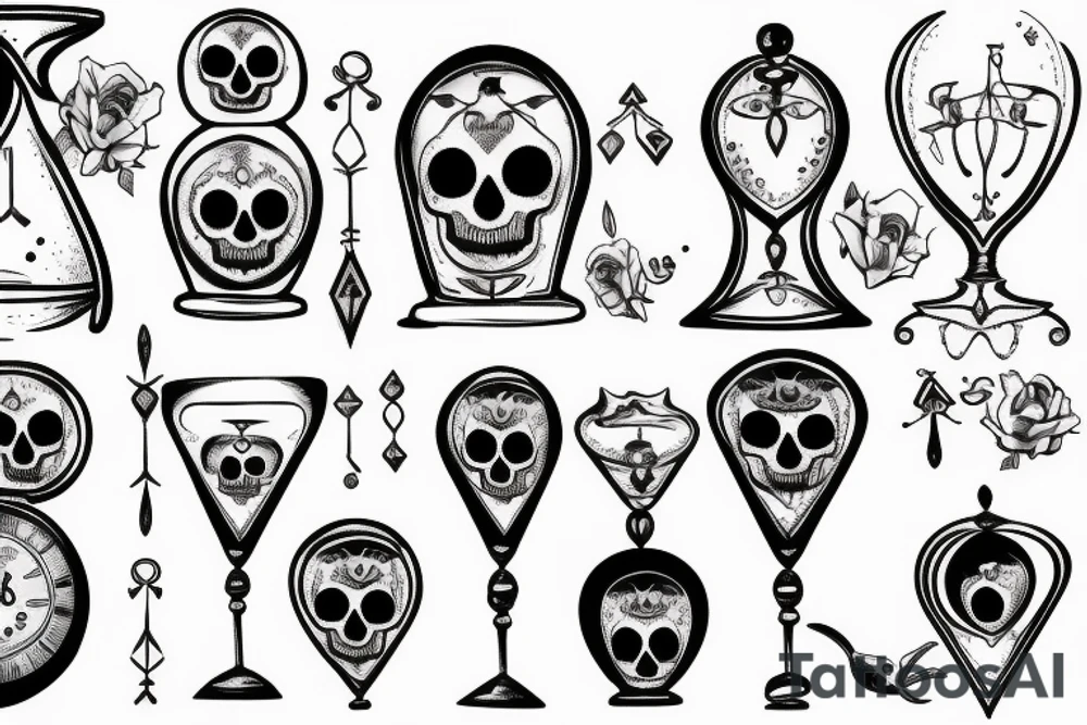 phrase "memento mori" with a hourglass tattoo idea