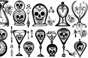 phrase "memento mori" with a hourglass tattoo idea