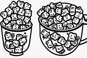 gummy bears floating in a tea cup tattoo idea