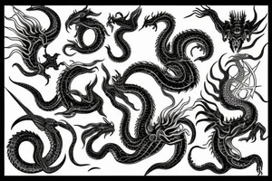 Kracken with ship and dragon tattoo idea