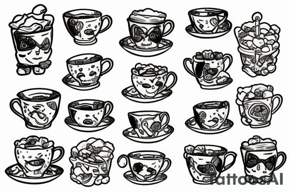 gummy bears in a tea cup tattoo idea