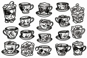 gummy bears in a tea cup tattoo idea