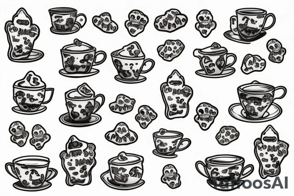 gummy bears in a tea cup tattoo idea
