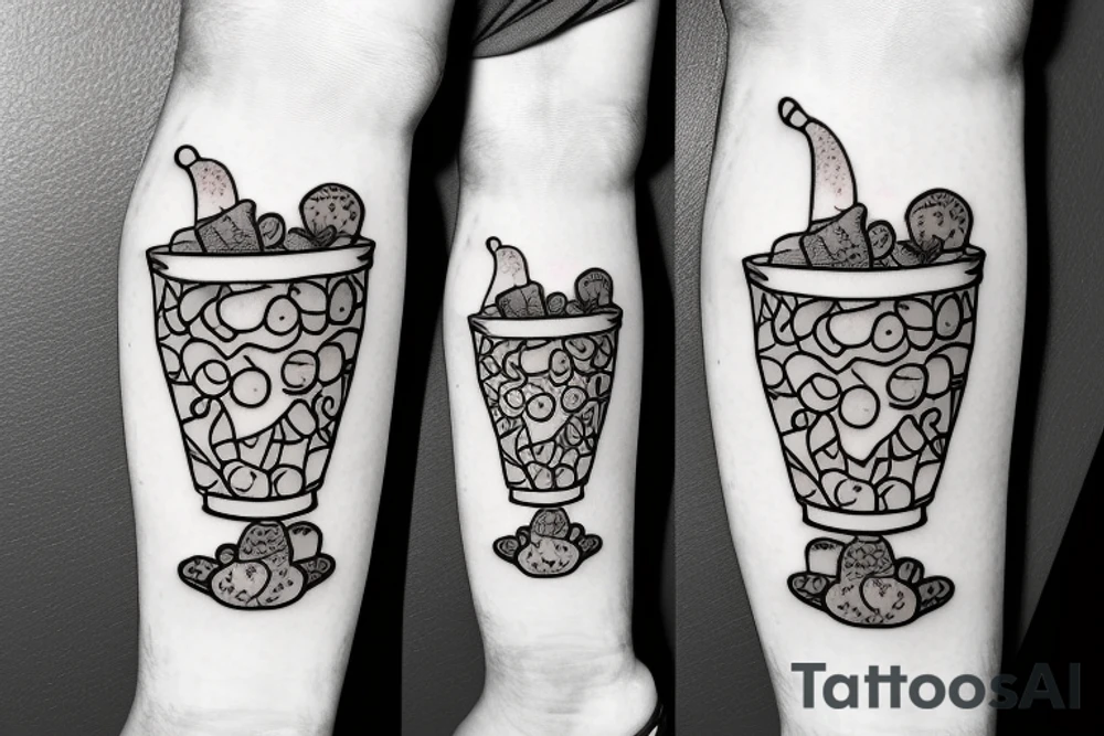 gummy bears in tea cup tattoo idea