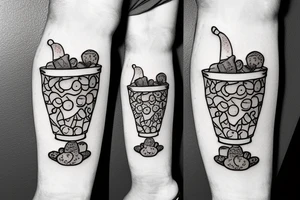 gummy bears in tea cup tattoo idea