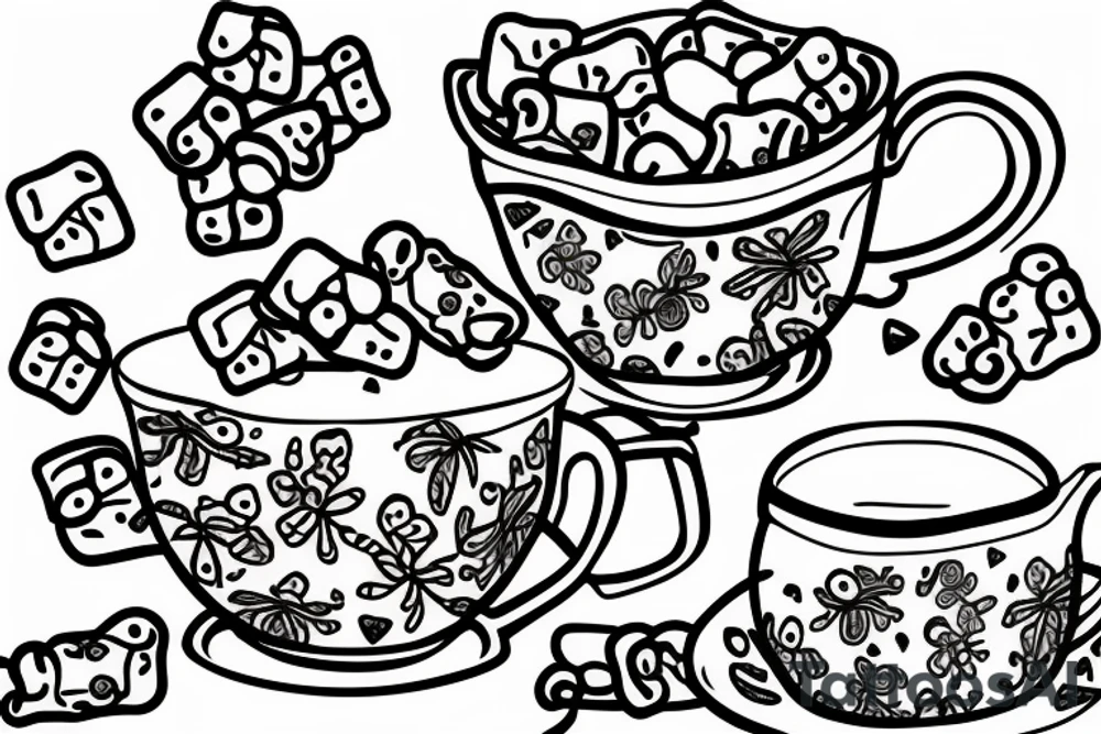 gummy bears in tea cup tattoo idea