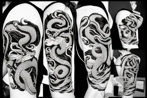 Kraken with ship and dragon tattoo idea