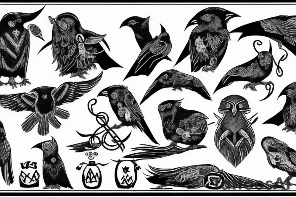 Norse. With muninn and Huginn and aspects of odin tattoo idea