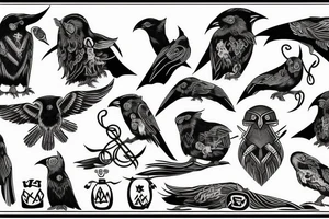 Norse. With muninn and Huginn and aspects of odin tattoo idea