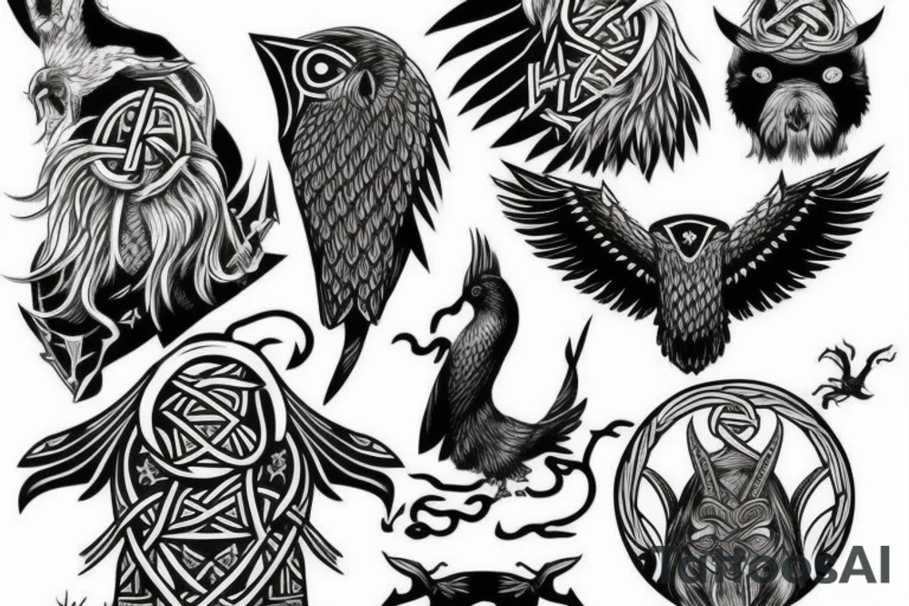 Norse. With muninn and Huginn and aspects of odin tattoo idea