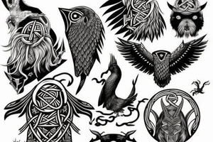 Norse. With muninn and Huginn and aspects of odin tattoo idea