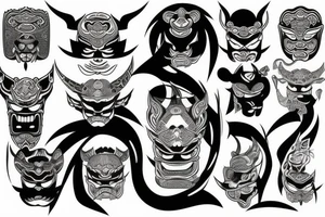 Japanese oni mask with Nordic influence tattoo idea