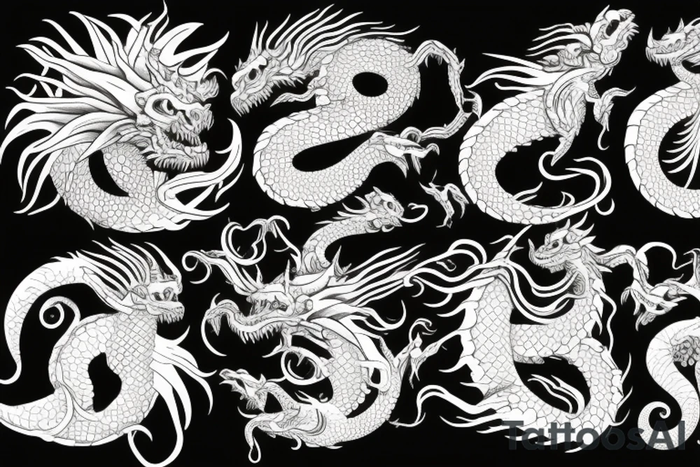 Seamonster dragon fish tattoo idea