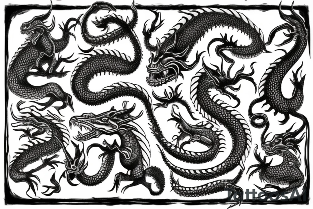 Seamonster dragon fish tattoo idea