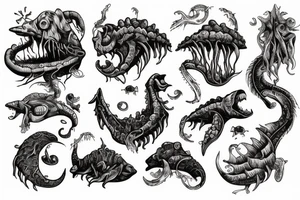 Seamonster  woodwork engraving tattoo idea