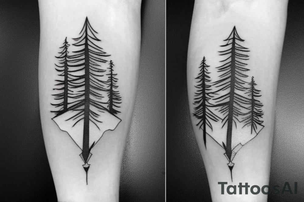 Cedar tree with lebanon map tattoo idea