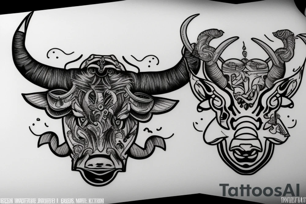 a taurus that drinks a glass of whiskey tattoo idea