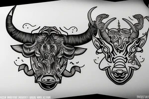 a taurus that drinks a glass of whiskey tattoo idea