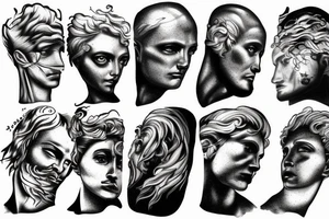 lightning portrait, storm, icarus, michaelangelo style tattoo idea