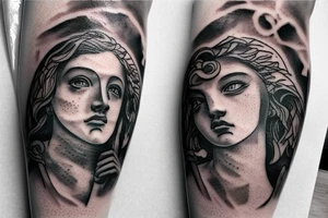 lightning portrait, storm, icarus, michaelangelo style tattoo idea
