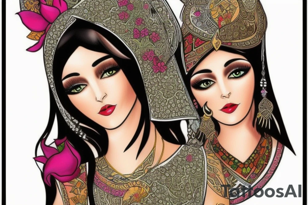 Ancient Persian women with cat tattoo idea