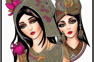 Ancient Persian women with cat tattoo idea
