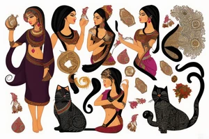 Ancient Persian women with cat tattoo idea
