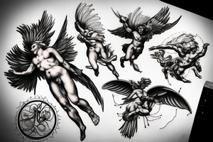 lightning, storm, icarus, michaelangelo style tattoo idea