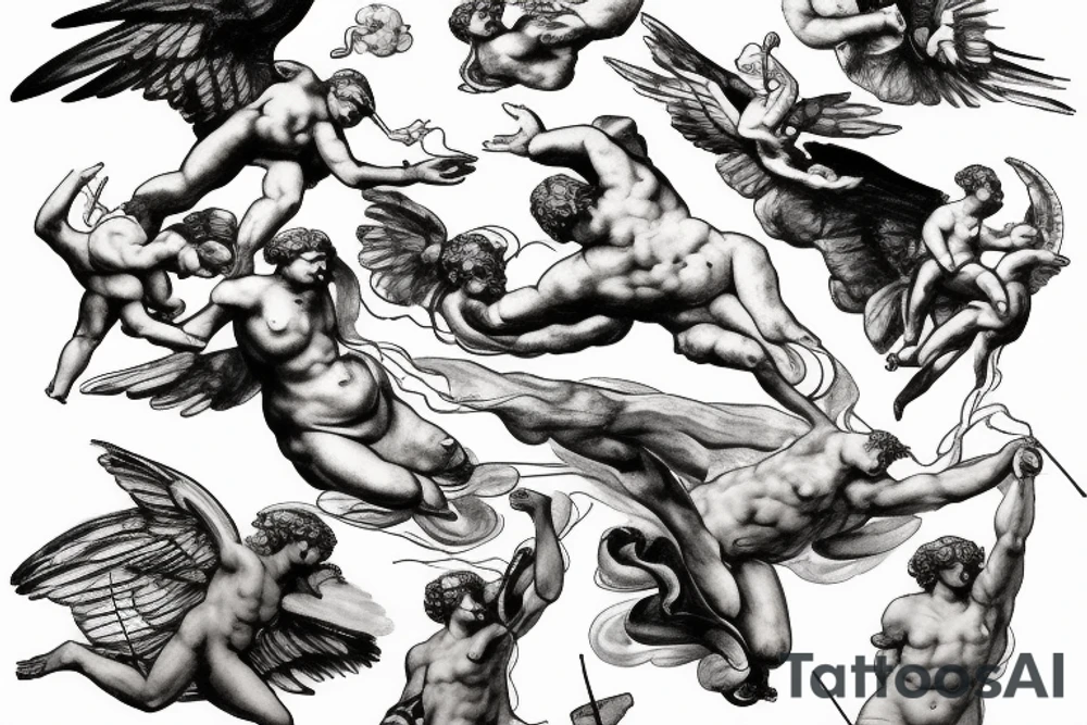 lightning, storm, icarus, michaelangelo style tattoo idea