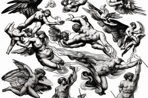 lightning, storm, icarus, michaelangelo style tattoo idea