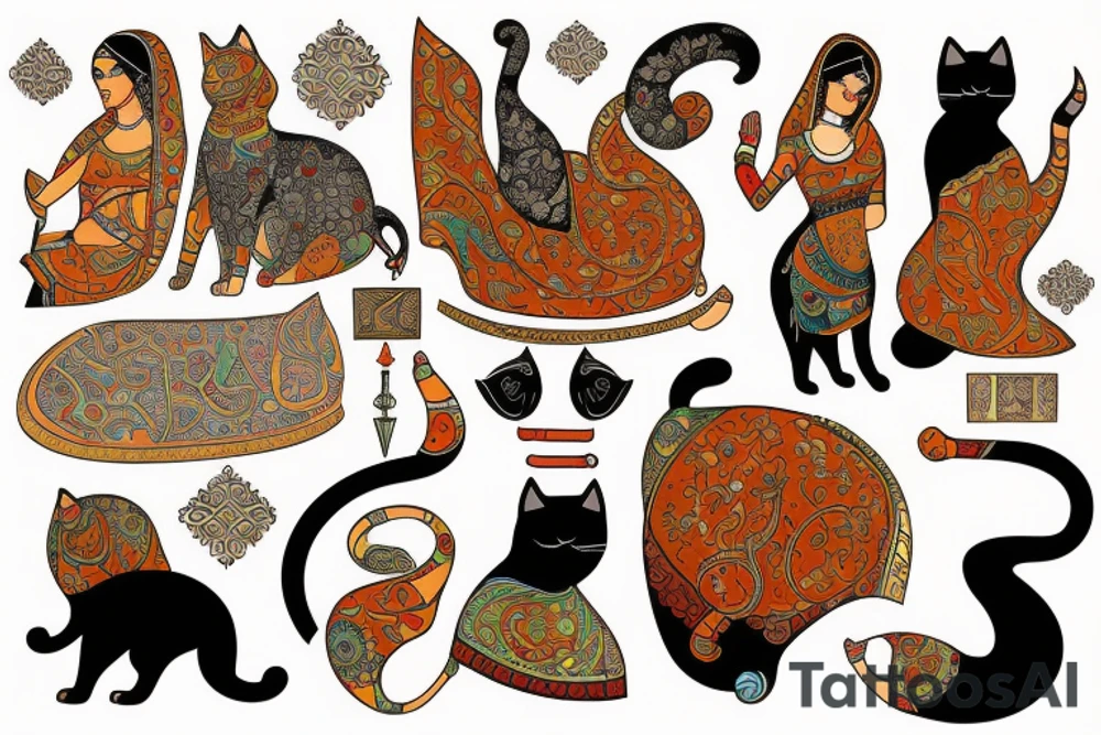 Ancient Persian women with cat tattoo idea