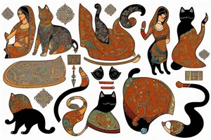 Ancient Persian women with cat tattoo idea
