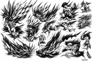 lightning strike, gods, storm, icarus, manga style, anger tattoo idea