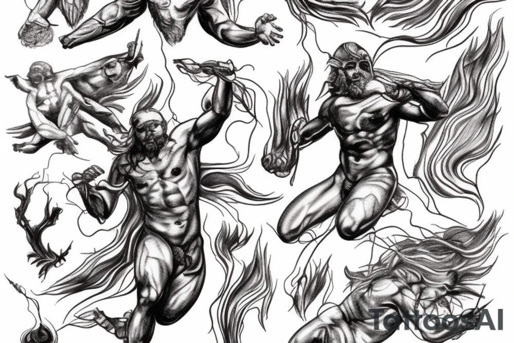 lightning strike, gods, storm, icarus, anger, lightning, black lightning tattoo idea