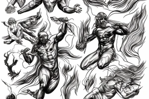 lightning strike, gods, storm, icarus, anger, lightning, black lightning tattoo idea