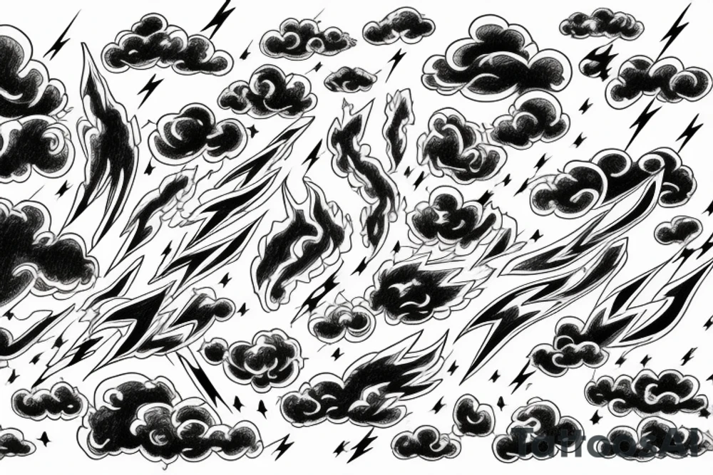 lightning strike, gods, storm, icarus, anger, lightning, white lightning, japanese clouds tattoo idea