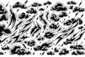 lightning strike, gods, storm, icarus, anger, lightning, white lightning, japanese clouds tattoo idea