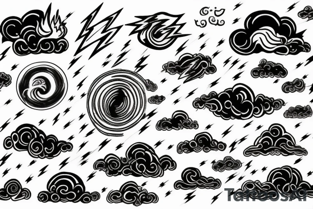lightning strike, gods, storm, icarus, anger, lightning, white lightning, japanese clouds tattoo idea