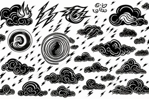 lightning strike, gods, storm, icarus, anger, lightning, white lightning, japanese clouds tattoo idea