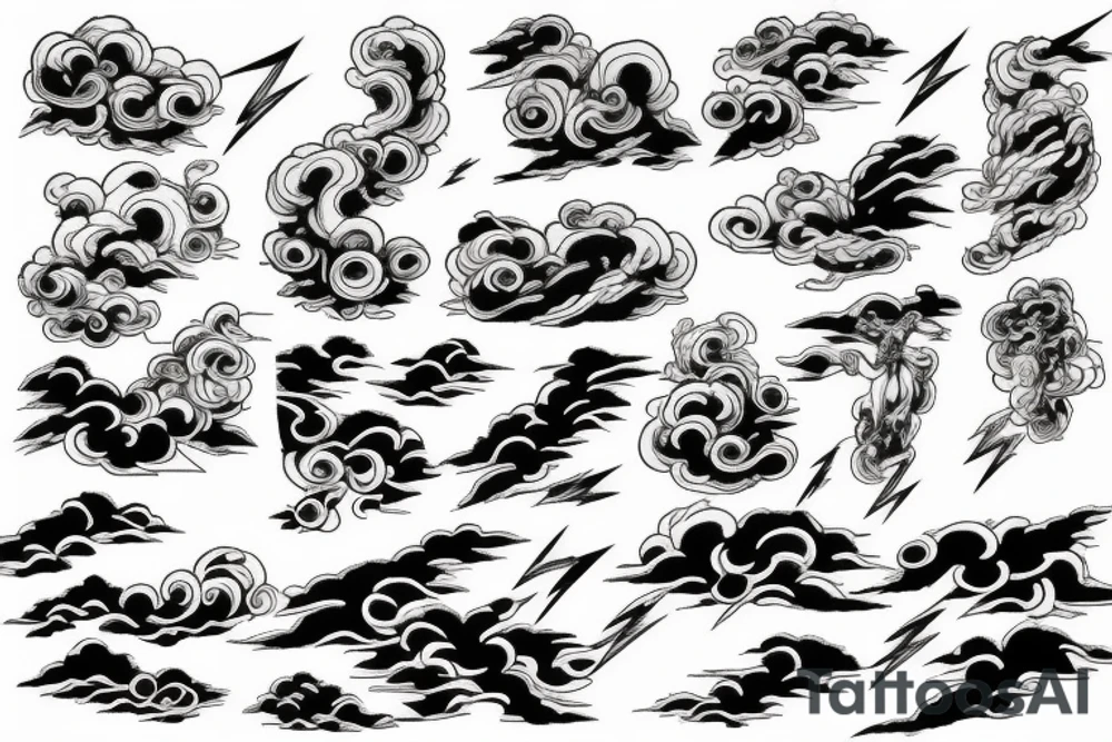 lightning strike, gods, storm, icarus, anger, lightning, white lightning, japanese clouds tattoo idea
