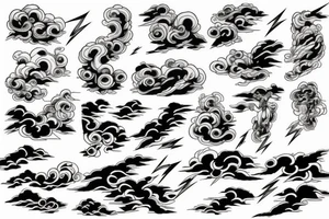 lightning strike, gods, storm, icarus, anger, lightning, white lightning, japanese clouds tattoo idea