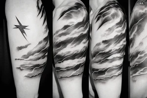 lightning strike, icarus, white lightning, japanese clouds tattoo idea