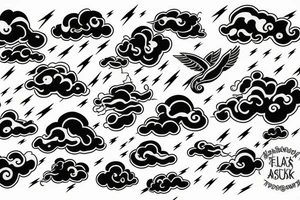 lightning strike, icarus, white lightning, japanese clouds tattoo idea