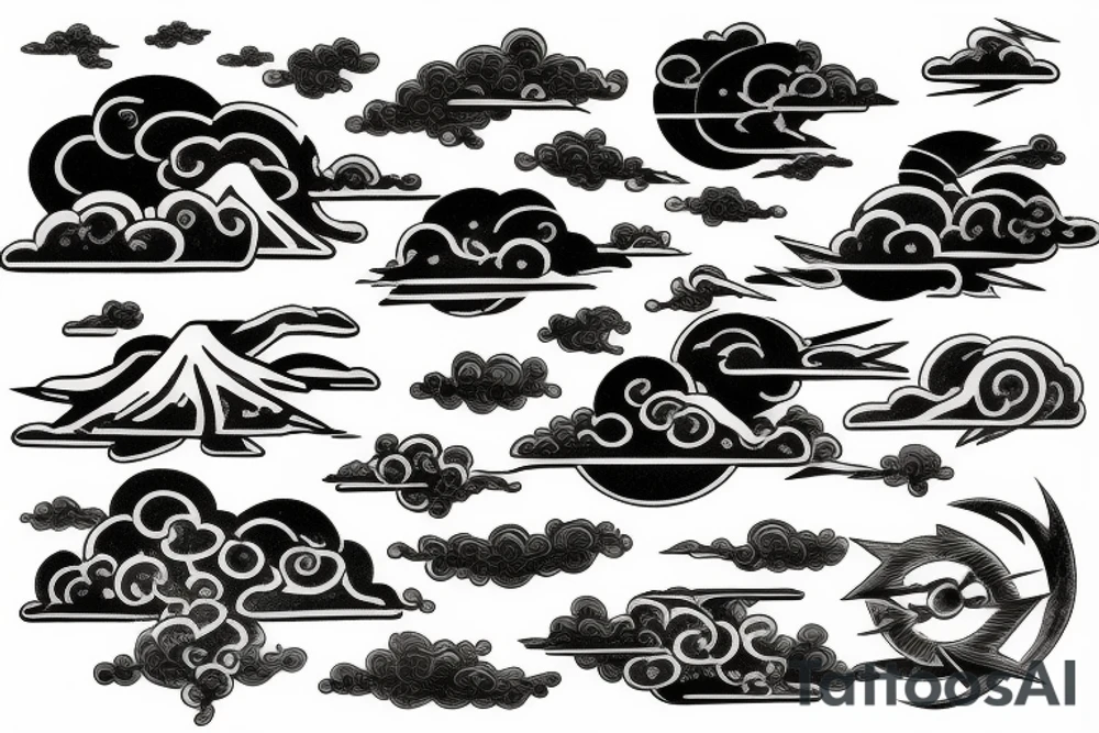 lightning strike, icarus, white lightning, japanese clouds tattoo idea lightning strike, icarus, white lightning, japanese clouds tattoo idea