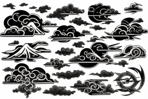 lightning strike, icarus, white lightning, japanese clouds tattoo idea