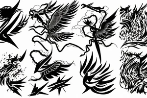 lightning strike, icarus, white lightning, japanese abstract tattoo idea