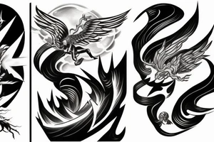 lightning strike, icarus, white lightning, japanese abstract tattoo idea