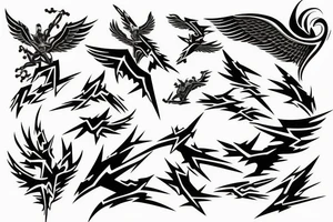 lightning strike, icarus, white lightning, japanese abstract tattoo idea