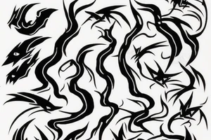 lightning strike phoenix, abstract japanese tattoo idea