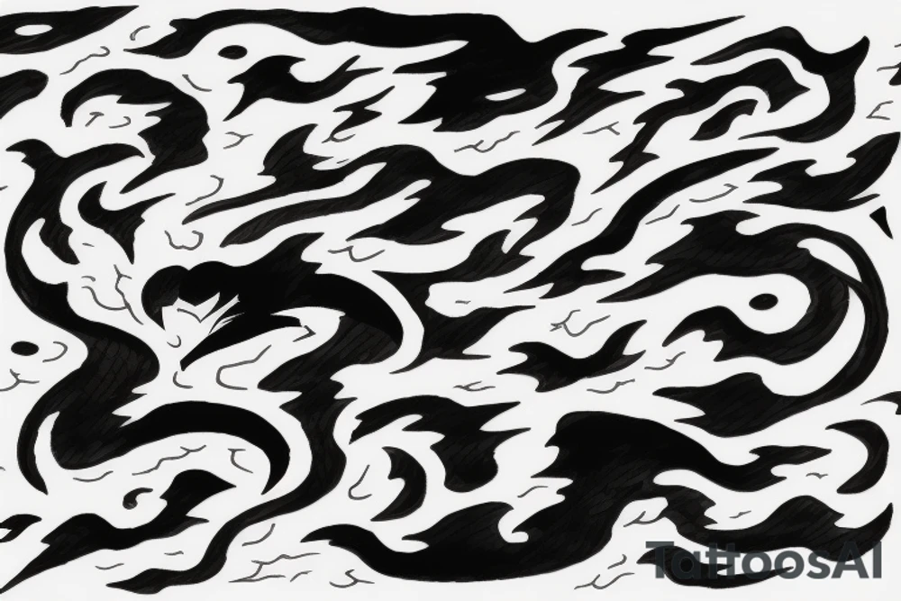 lightning phoenix, made of lightning, abstract japanese tattoo idea